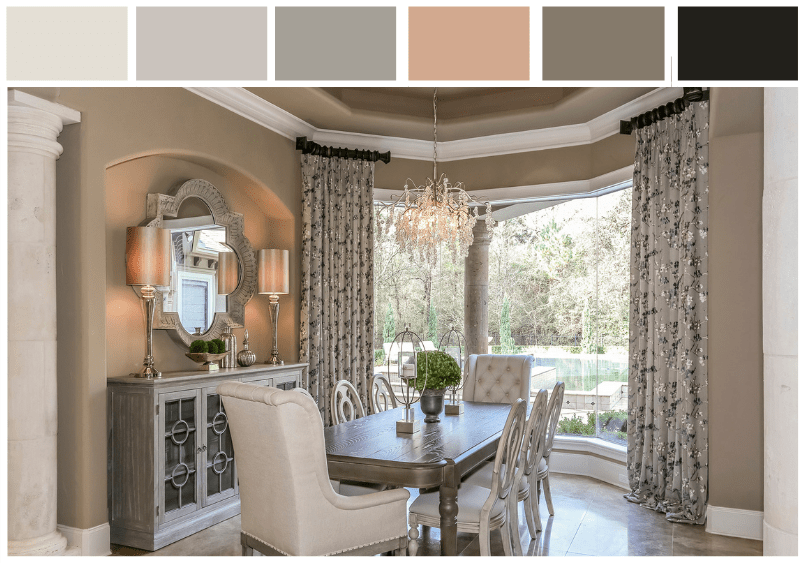 A color palette for the dining room shown here.